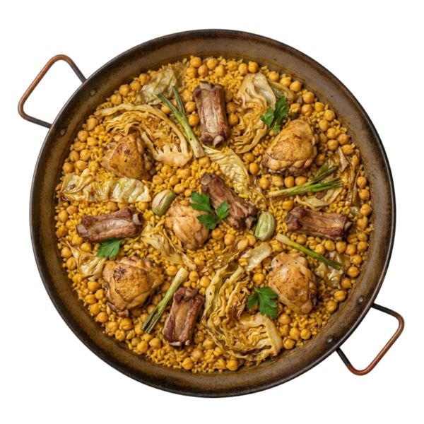 Paella de Col y Garbanzos